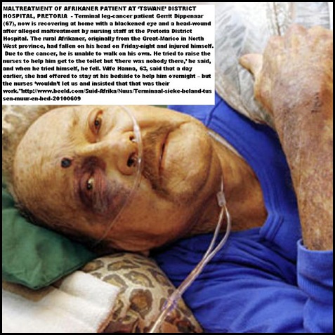 Dippenaar Gert terminal cancer patient maltreated at Pretoria District Hospital June92010_Beeld_LisaHnatowitz