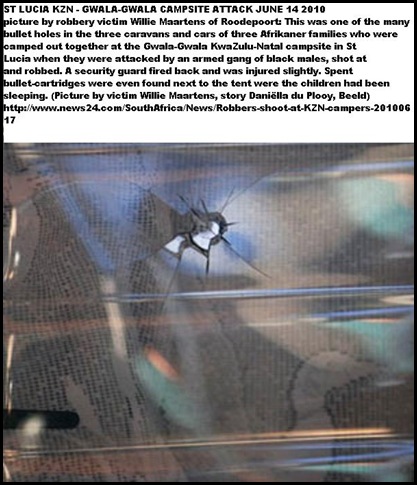 Maartens Willie bullet hole in camper StLucia attack GwalaGwalaJune142010