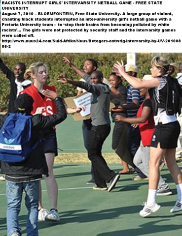 [Demonstrators at girls netball game Universities Freestate and Pretoria violent Aug62010[6].jpg]