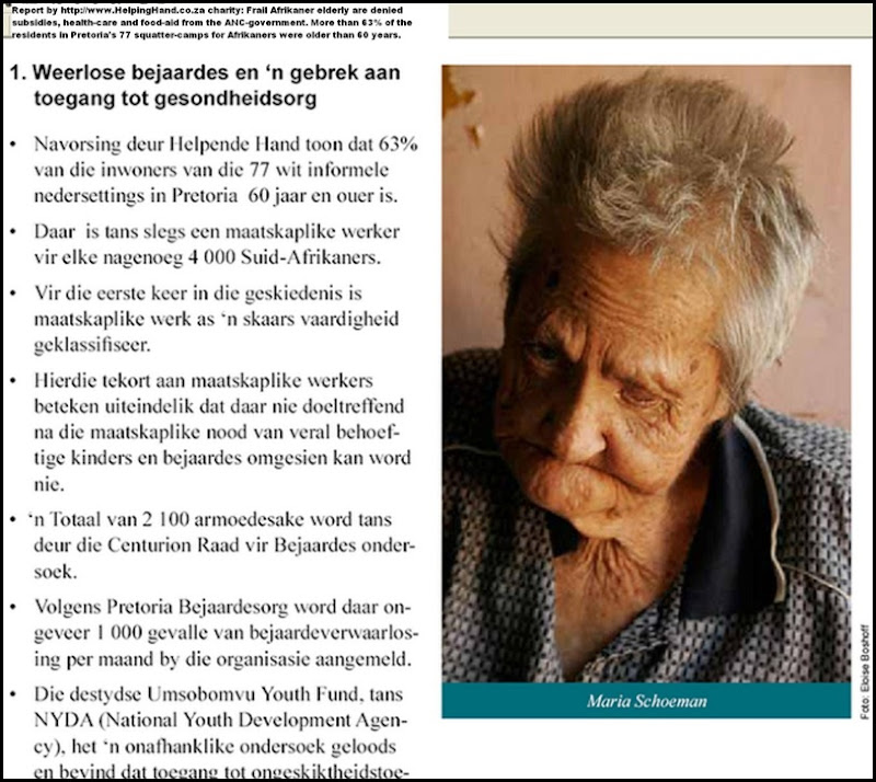 Afrikaner poor Maria Schoeman elderly whites malnourished in
