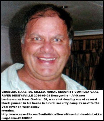Grobler Naas 56 murdered rural Denysville Vaaldam security complex Sept82010