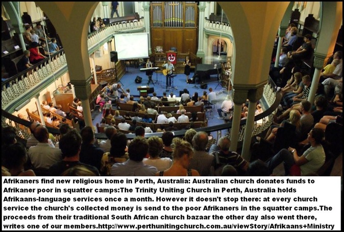 AfrikaansServicesHeldAtTrinityUnitingChurchPerthAustraliaCOLLECT FUNDS FOR POOR AFRIKANERS