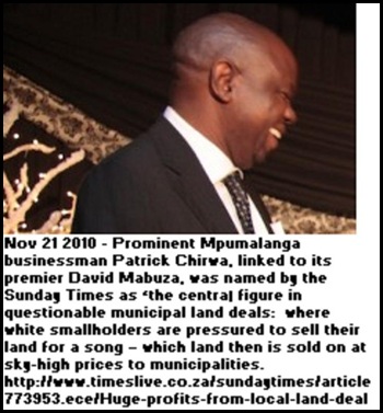 Chirwa Patrick director of Sure Travel Nelspruit controversial land deals...