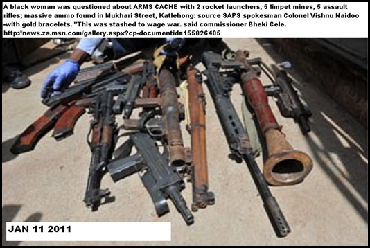 ARMS CACHE Katlehong Mukhari Street Jan122011 WOMAN QUESTIONED
