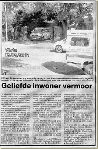 HEEVER vd Piet Murdered in bed