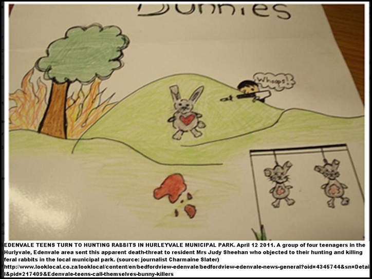 EDENVALE TEENS POST DEATH THREAT TO RESIDENT OBJECTING TO RABBIT HUNTING