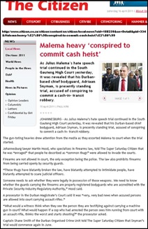 Malema body guard Adriaan Snyman on trial for planning cash heist