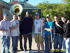 Photo: The band poses for a picture with the Miller Park trombone player.