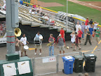 Photo: The view of the Kingpin Brass Band form the upper deck at the baseball game.