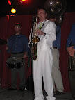 Photo: Jeff comes on stage and joins the brass band for the last couple tunes.