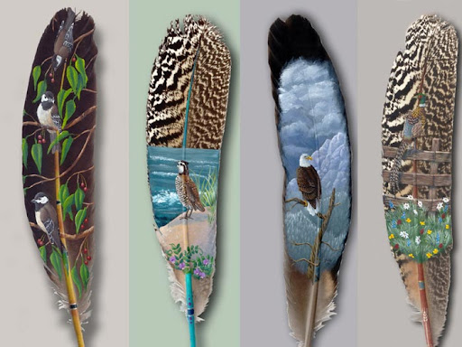 amazing paintings on feathers 