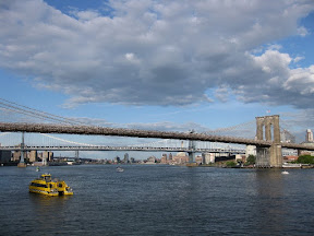 Brooklyn Bridge and Manhattan Bridge from South Street Seaport