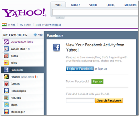 Yahoo with facebook