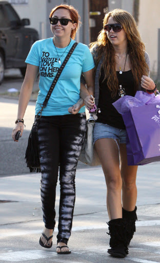 Miley Cyrus shopping at Royal Dutchess with her sister Brandi Cyrus Studio City, California - 19.05.09 Mandatory credit: BJJ/WENN.com