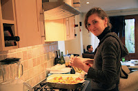 Shelley prepping the vegies