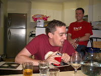 Gerrod's beer karaoke amuses Steve.jpg