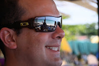 Reflection of Negril beach in Jason's glasses
