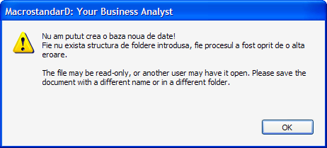 MBA 2010 v1.1 mesaj eroare creare baza de date in My Documents