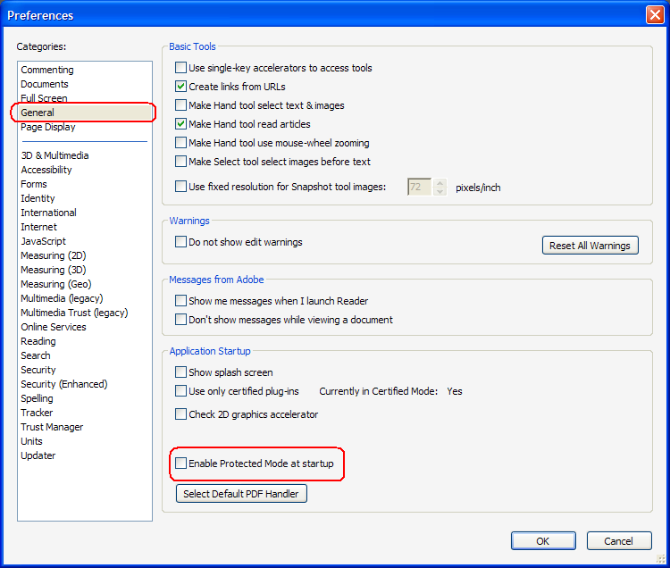 Dezactivarea modului de lucru protejat in Adobe Reader 10