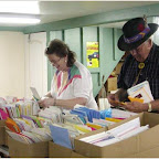 Sorting Greeting Cards - One of our most appreciated volunteers, Pat Hampton worked countless hours sorting thousands of greeting cards in preparation for our sale.