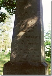 Jefferson's Grave Marker Inscription