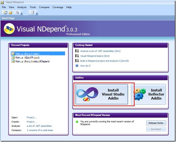 ndepend install adin