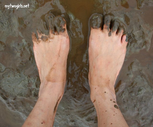 My feet in mud