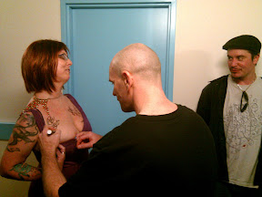 Jon Hudson, Mike Patton and Trish signing cancergraphs. Jon Hudson, Mike Patton and Trish signing cancergraphs.