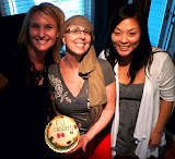 AH HA HA HA HA HA. Kasey, Betty and Trish with the 'Fuck You' cake.