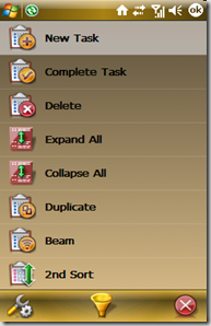 tasks menu