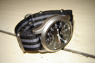Seiko SNK809 on "James Bond" NATO-style strap
