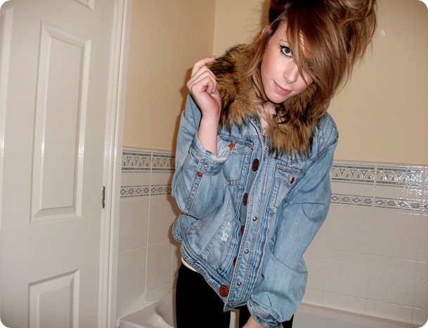 RIVER ISLAND denim faux fur jacket 2