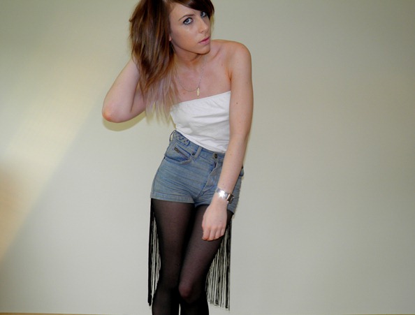 FRINGED TASSLE DENIM SHORTS 2