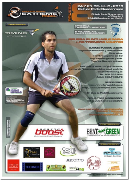 Cartel TIMING TORNEO PADEL GUADARRAMA JULIO 2010