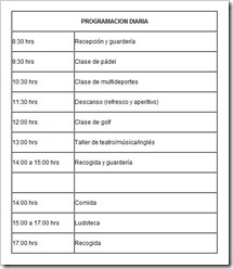 planing diario campamento semana santa green canal 2011