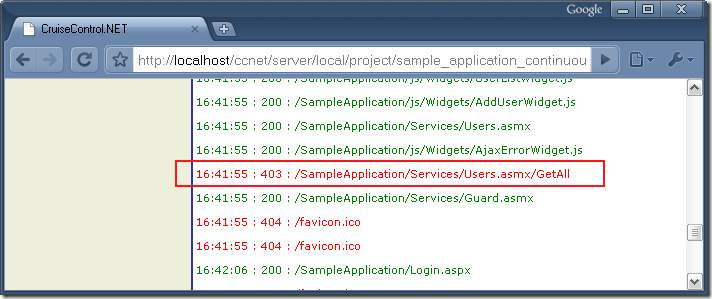 iis log in ccnet with 403 error