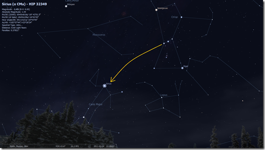 stellarium-point to sirius stellarium-point to sirius