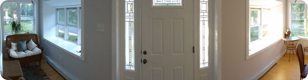 A fancy. yet fishy, panoramic of the front porch. A fancy. yet fishy, panoramic of the front porch.