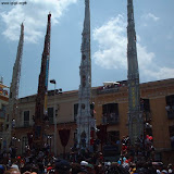 Il Beccaio, il Calzolaio, il Fabbro e il Sarto fermi in piazza Duomo prima della benedizione (da destra a sinistra); anno 2003.