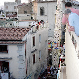 Giglio del Bettoliere impegnato nella salita del secondo tratto di via Merliano ("o pésole alpino"); anno 2005.