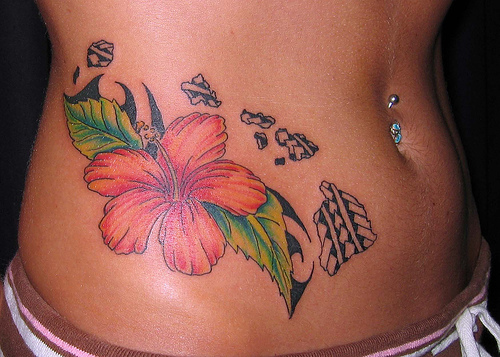 Hibiscus flower tattoos for girl