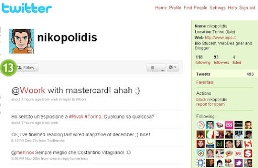 Aggiungere un'utente su Twitter
