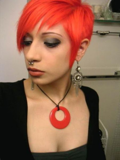 haircuts with bangs for long hair. Red scene hair with cool angs