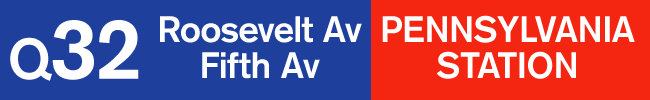 Q32: Roosevelt Avenue, Fifth Avenue: Pennsylvania Station.