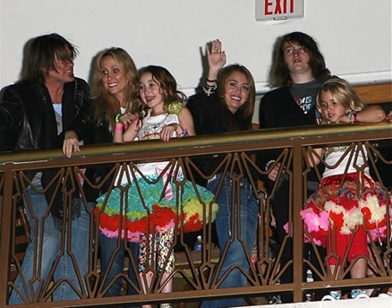 Miley Cyrus and Family Watching Her Little Sisters Concert In Citywalk