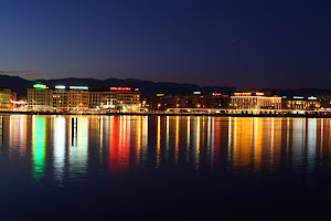 Genoa harbour at night