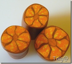 Cane fleurs orangées au clay gun - 2010 Cane fleurs orangées au clay gun - 2010