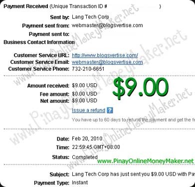Blogsvertise Payment Proof - $9.00 on February 20, 2010 Blogsvertise Payment Proof - $9.00 on February 20, 2010