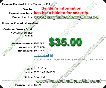 PayU2Blog Payment Proof 2010 June 8th $35.00