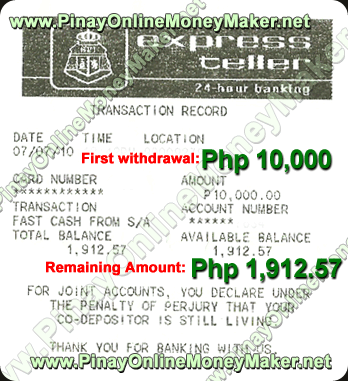 Withdrawal Proof from BPI Express - Php 10,000